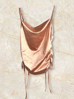 ✨MIX&MATCH: 4 FOR $25✨ ✨ Champagne Satin Ruched Cami | Side Tie